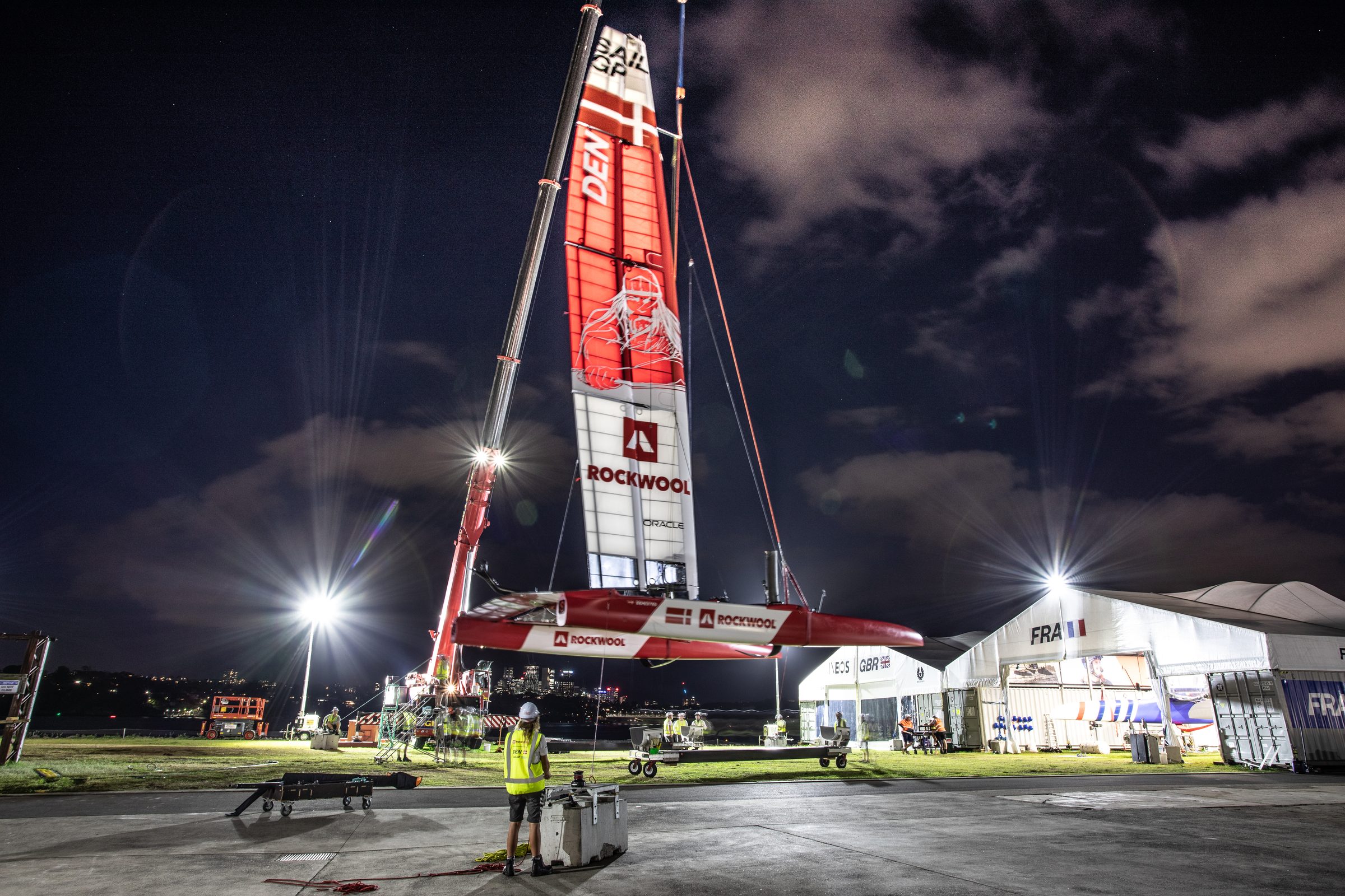 Denmark SailGP Team foiling F50 catamaran, 2020, photographed by Brian Carlin